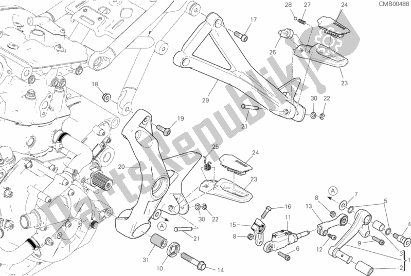 Toutes les pièces pour le Repose-pieds, Gauche du Ducati Monster 821 Stealth Thailand 2019